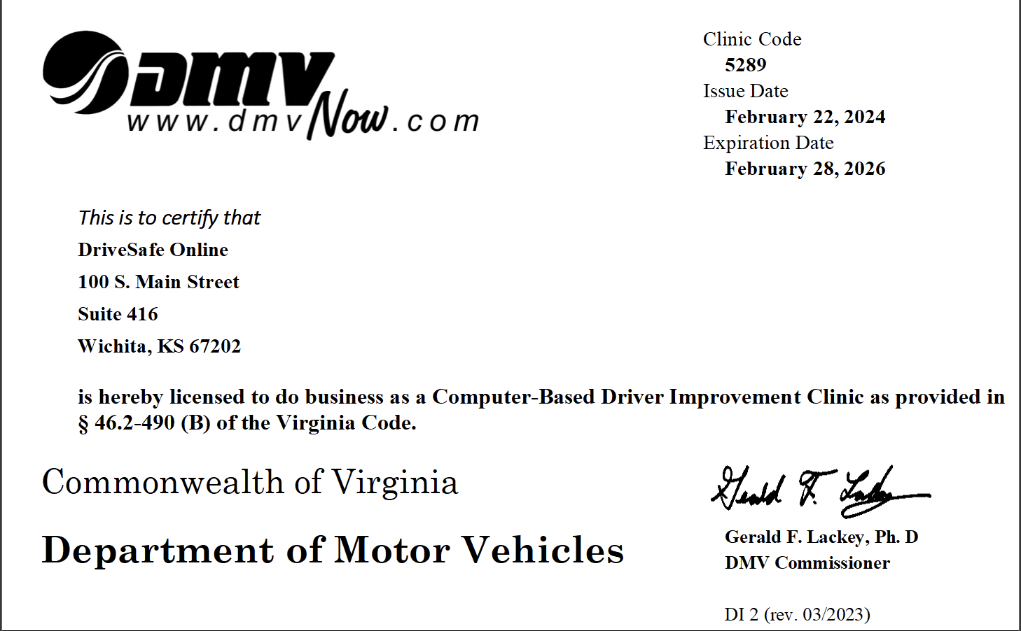 drivesafeonline-va-approval-certificate